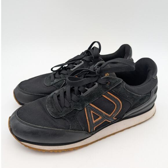 Armani Jeans Low Cut Sneaker Shoes Lace-Up Men's Black/Brown Size US8.5 EU41 - Picture 1 of 16